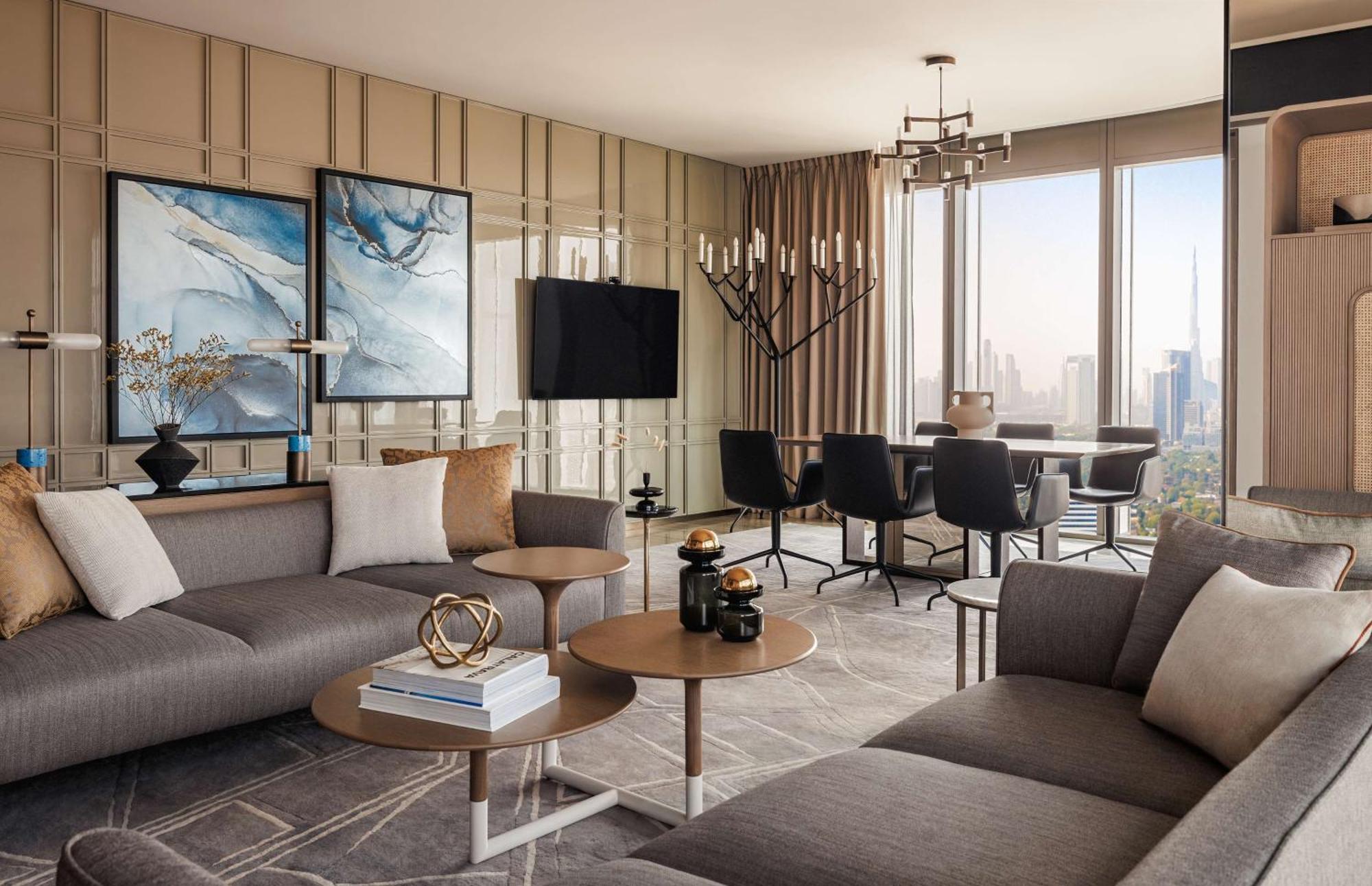 One&Only One Za'Abeel Hotel Dubai Luaran gambar The living room of a three-bedroom apartment